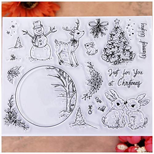 KWELLAM Merry Christmas Tree Ball Snowman Deer Rabbit Clear Stamps for Card Making Decoration and DIY Scrapbooking - Image 2